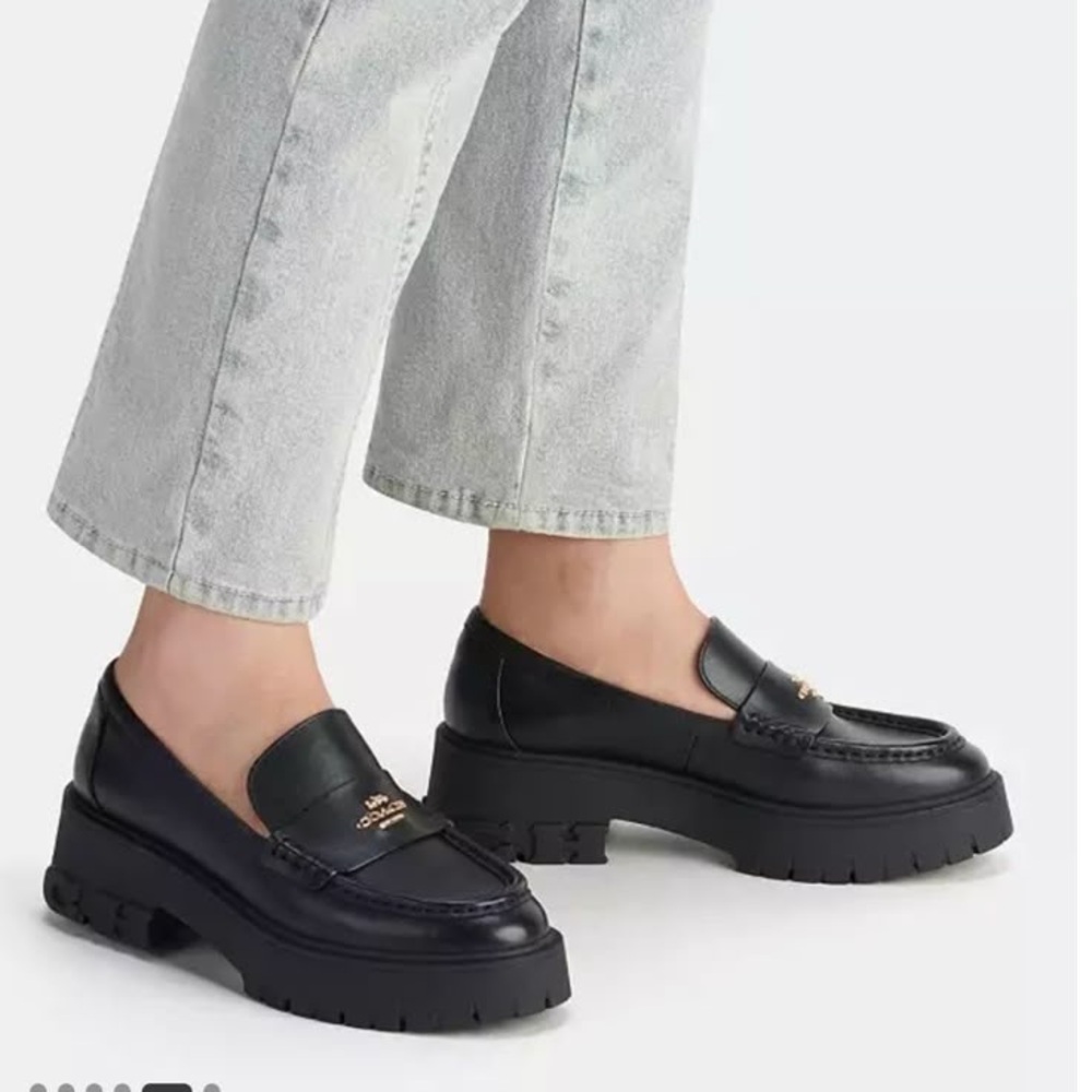 Coach Black Leather Women's Loafers - Picture 5 of 5